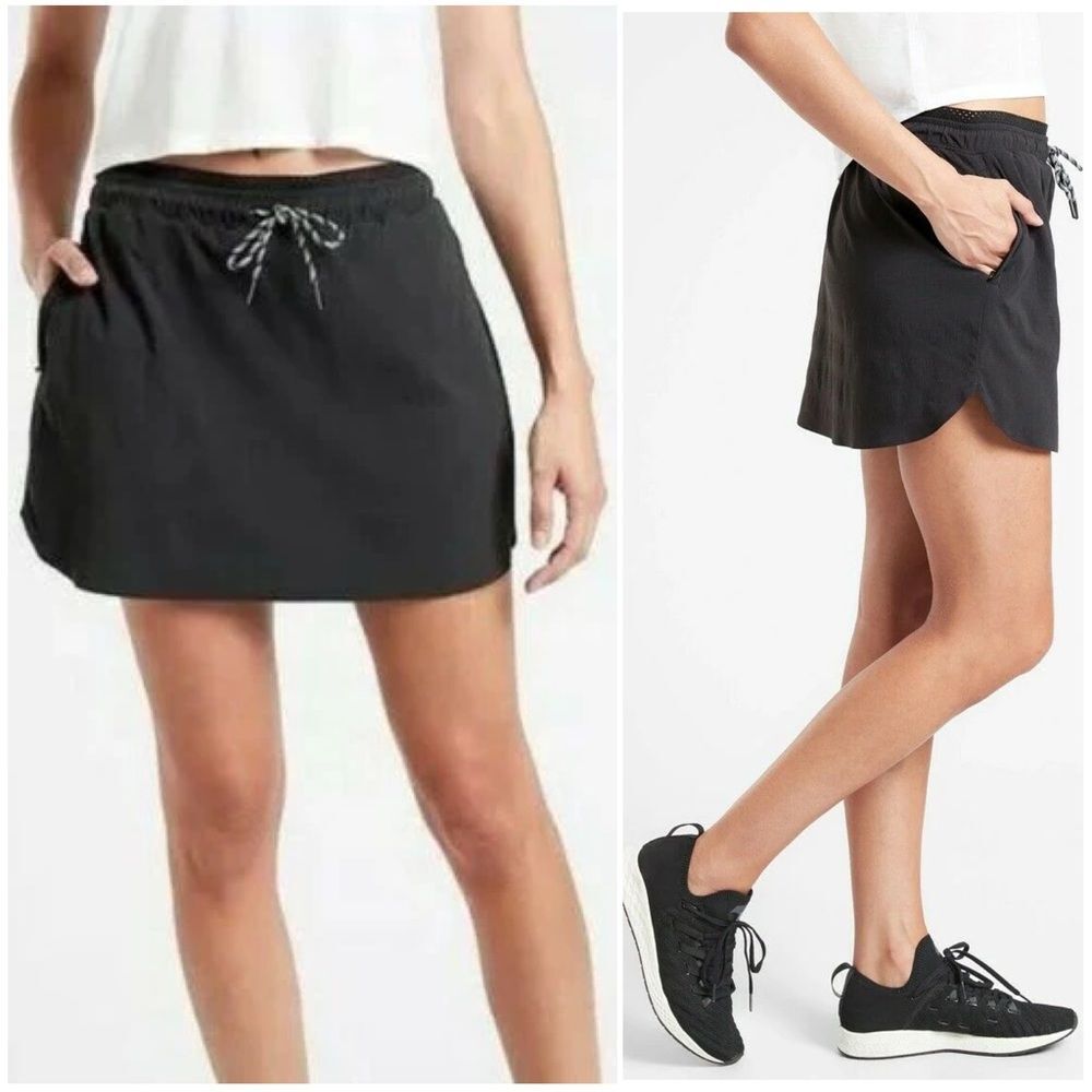Athleta Crest Athletic Skort w/Built-In Shorts w/Pockets in Black | Size 4